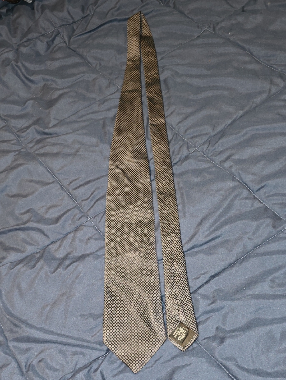 Armani Collezioni Black and Silver Micro-Pattern Silk Tie